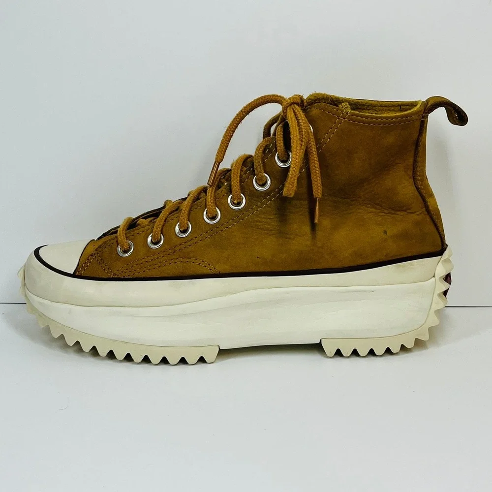 Converse Run Star Hike High Top Unisex M 7.5 W 9 Gold Leather Platform Sneakers - Picture 11 of 16